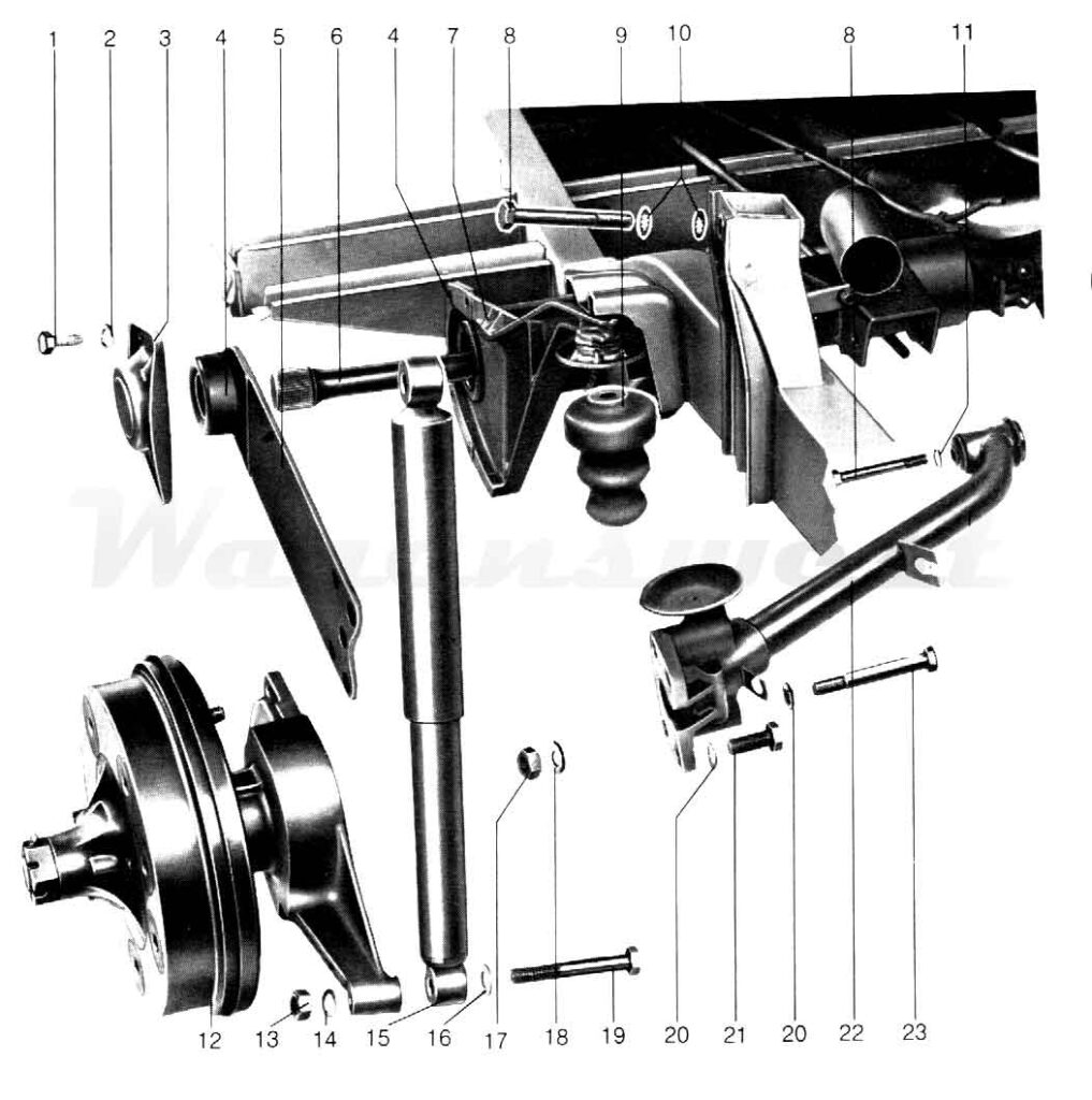 1968-70 VW bus rear suspension diagram